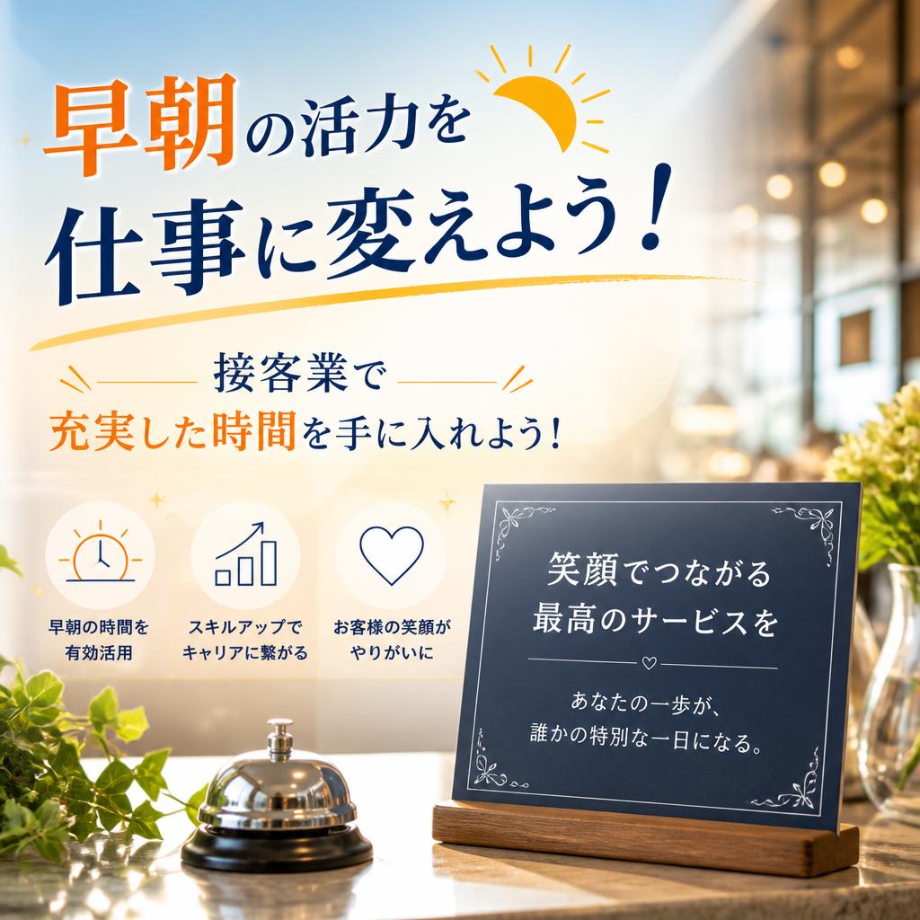 早朝の活力を仕事に変えよう！接客業で充実した時間を手に入れよう！