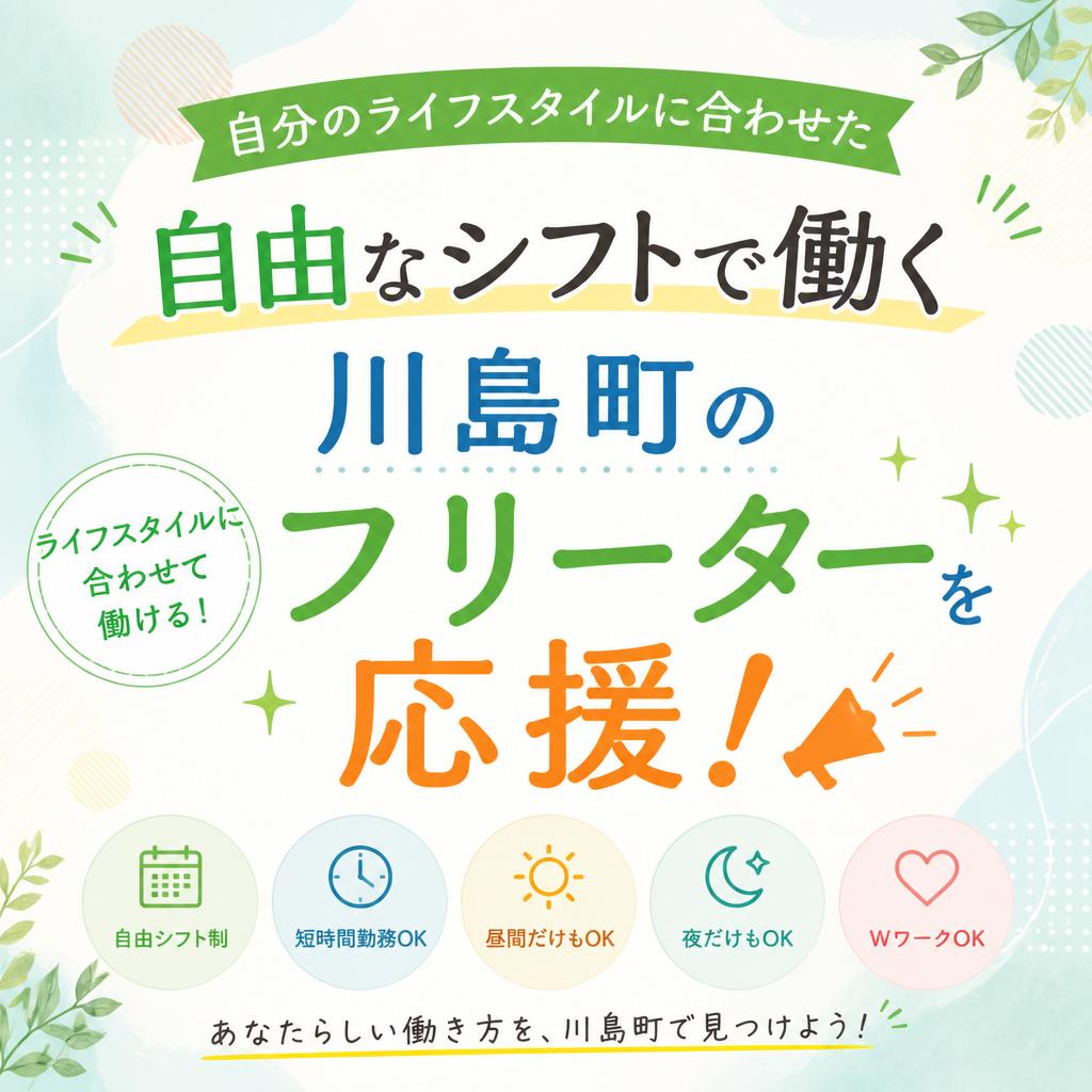 自分のライフスタイルに合わせた自由なシフトで働く川島町のフリーターを応援！