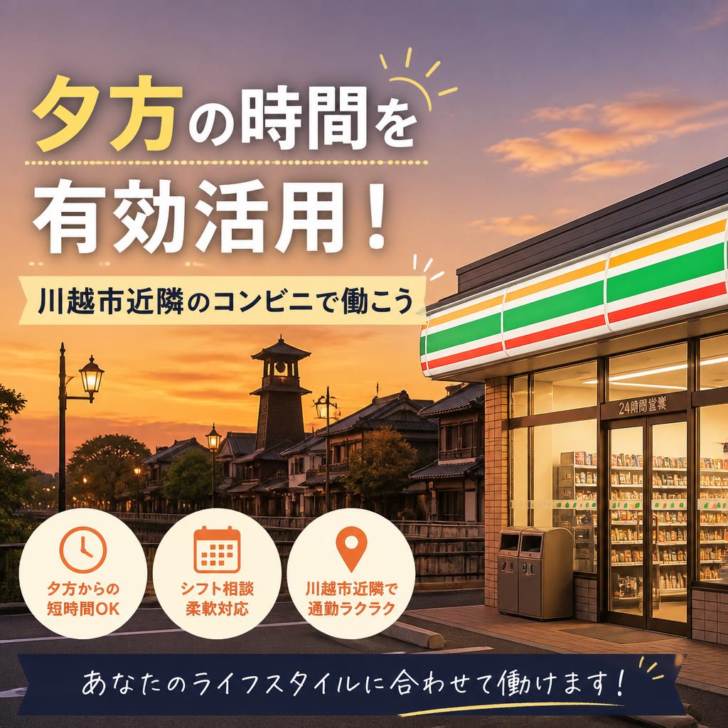 夕方の時間を有効活用！川越市近隣のコンビニで働こう