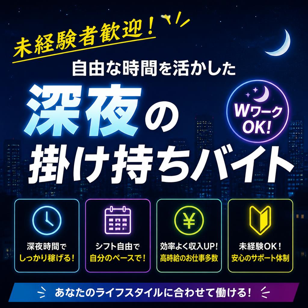 未経験者歓迎！自由な時間を活かした深夜の掛け持ちバイト