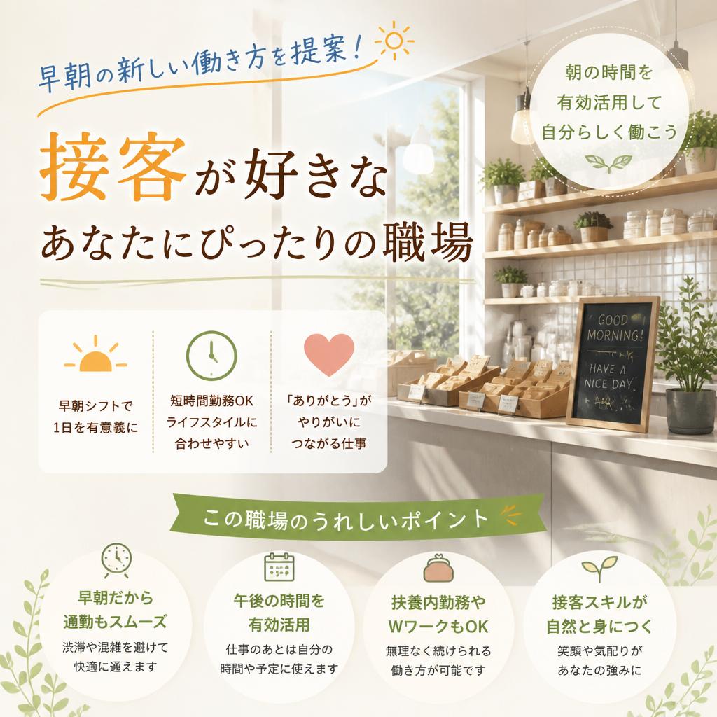 早朝の新しい働き方を提案！接客が好きなあなたにぴったりの職場