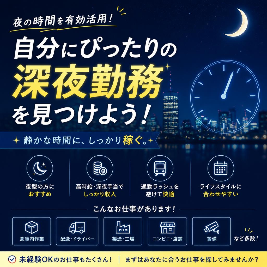 夜の時間を有効活用！自分にぴったりの深夜勤務を見つけよう！